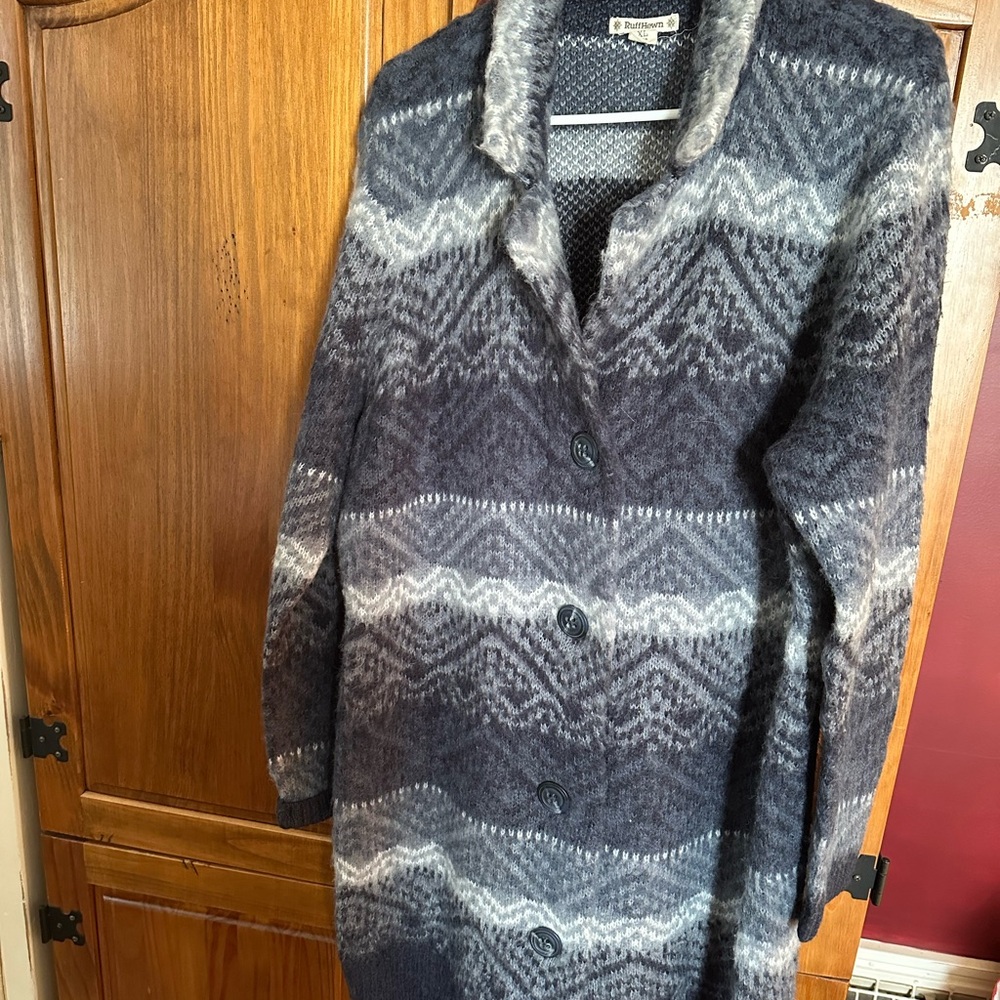 Women's Ruff Hewn Navy Knit Button Down Sweater Size XL